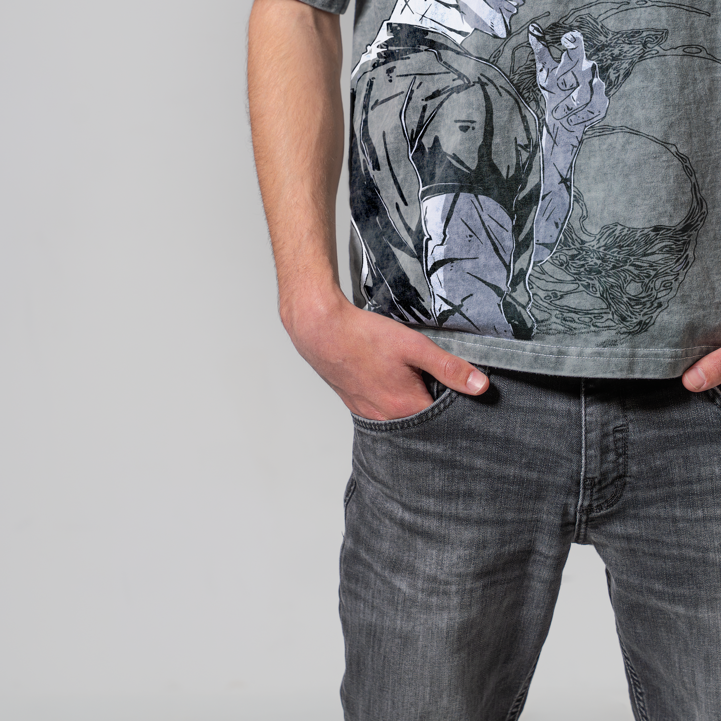 GOJO GRAY OVERSIZE T-SHIRT - JUJUTSU KAISEN